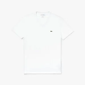 Lacoste V-Neck Pima Cotton Tee In White