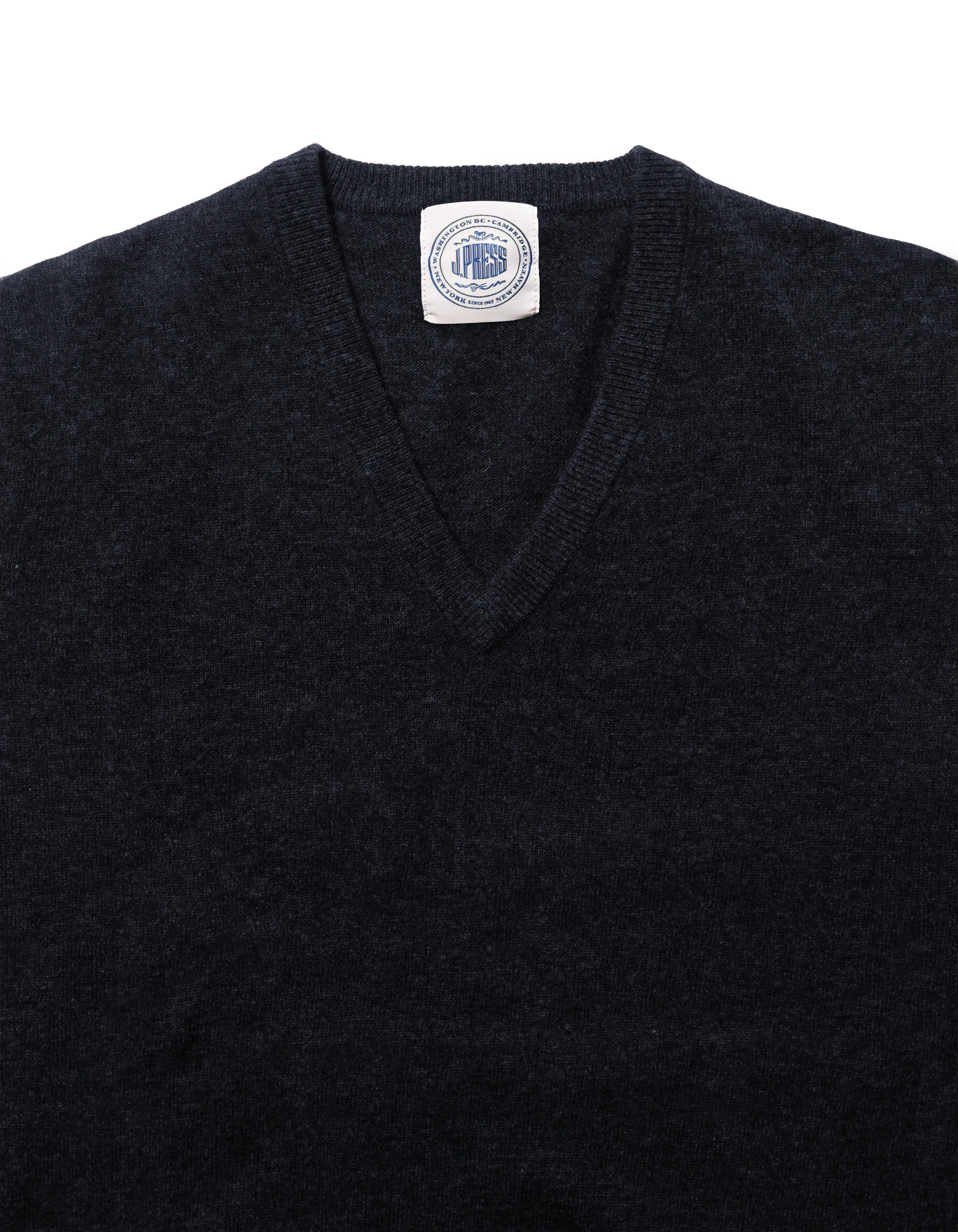 LAMBSWOOL GEELONG V NECK SWEATER - NAVY