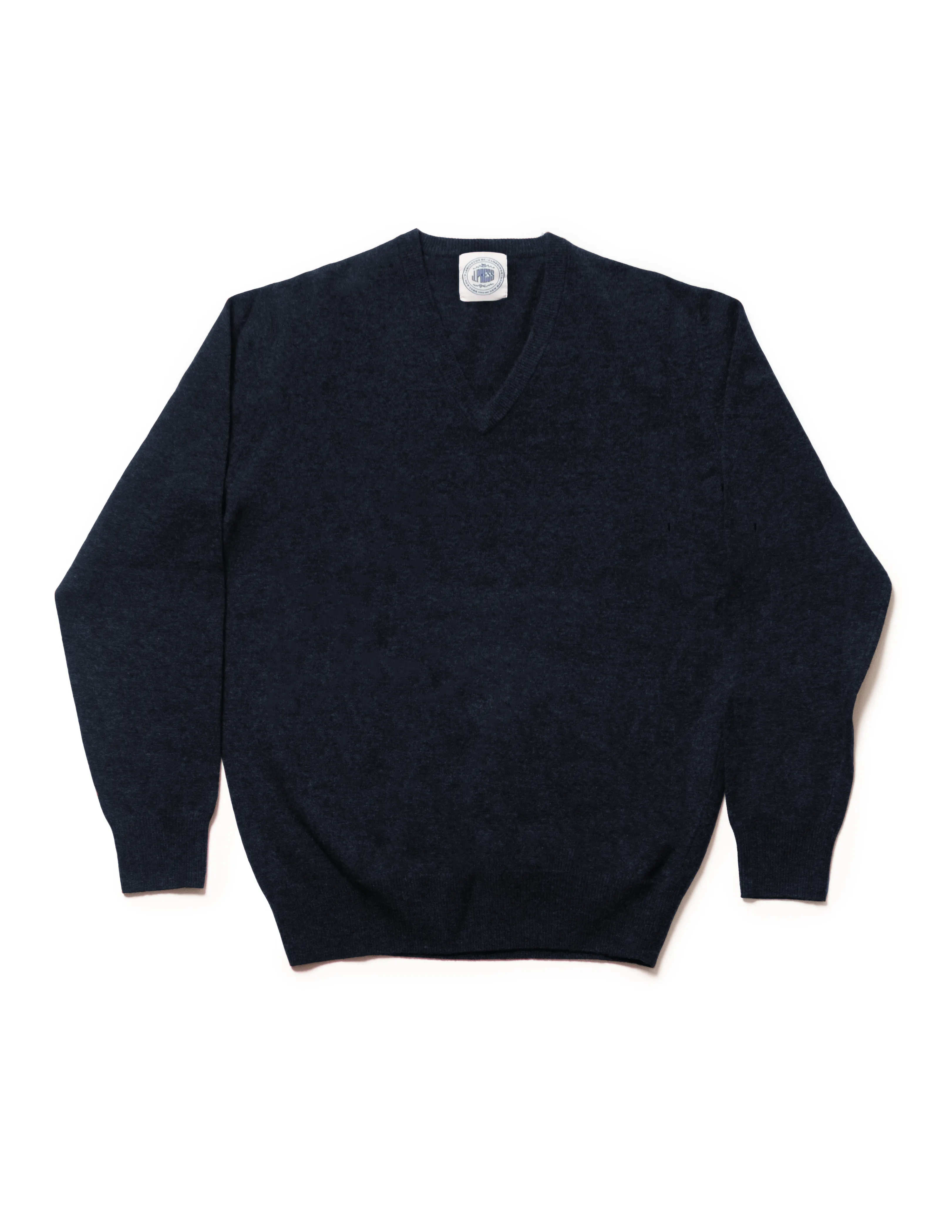 LAMBSWOOL GEELONG V NECK SWEATER - NAVY