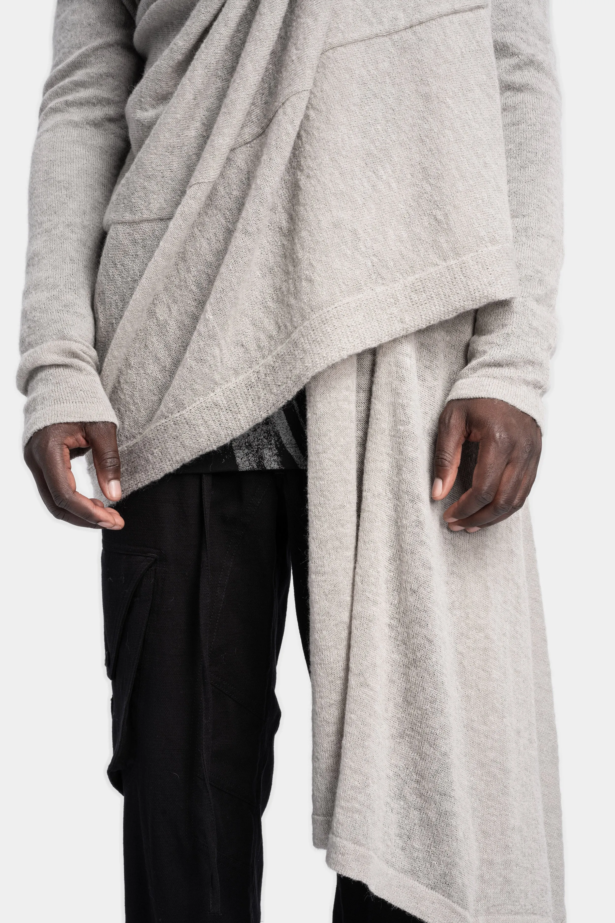 Long wool blend cardigan, Plaster