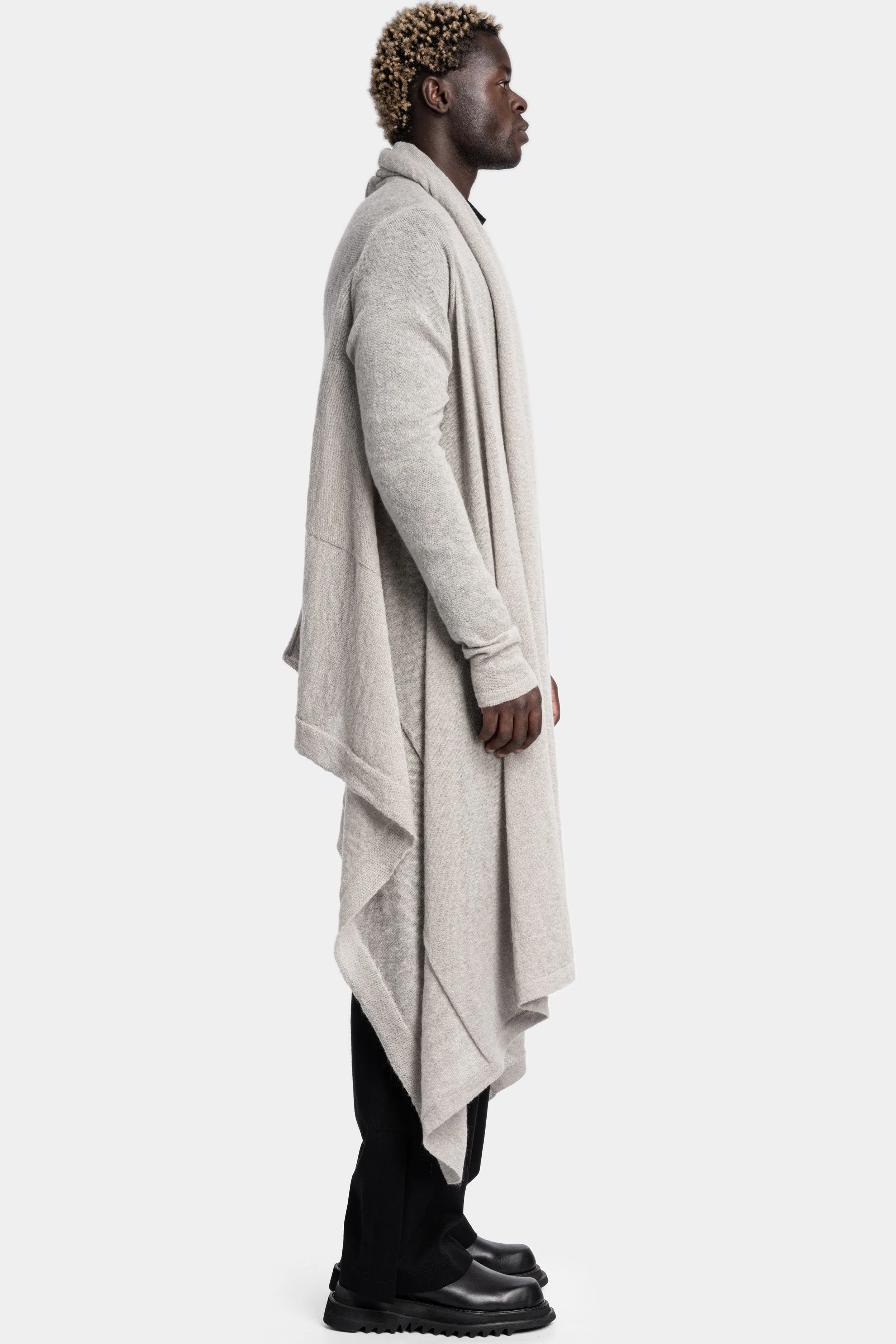 Long wool blend cardigan, Plaster