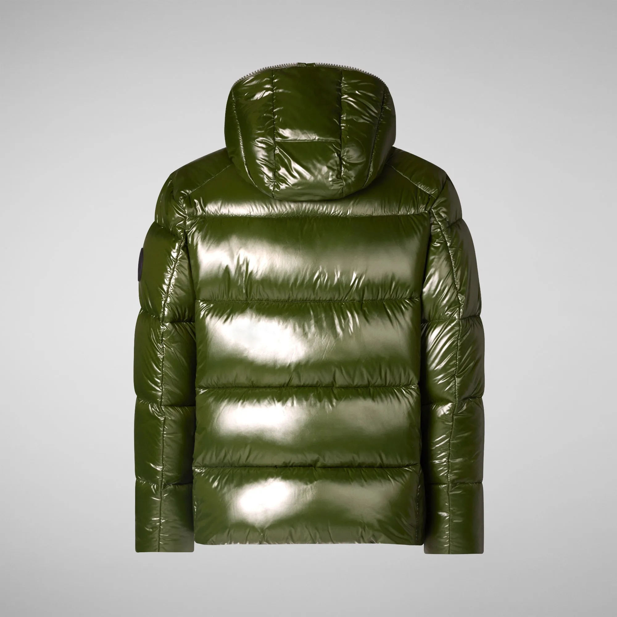 Man's animal free hooded puffer jacket Edgard in pine green