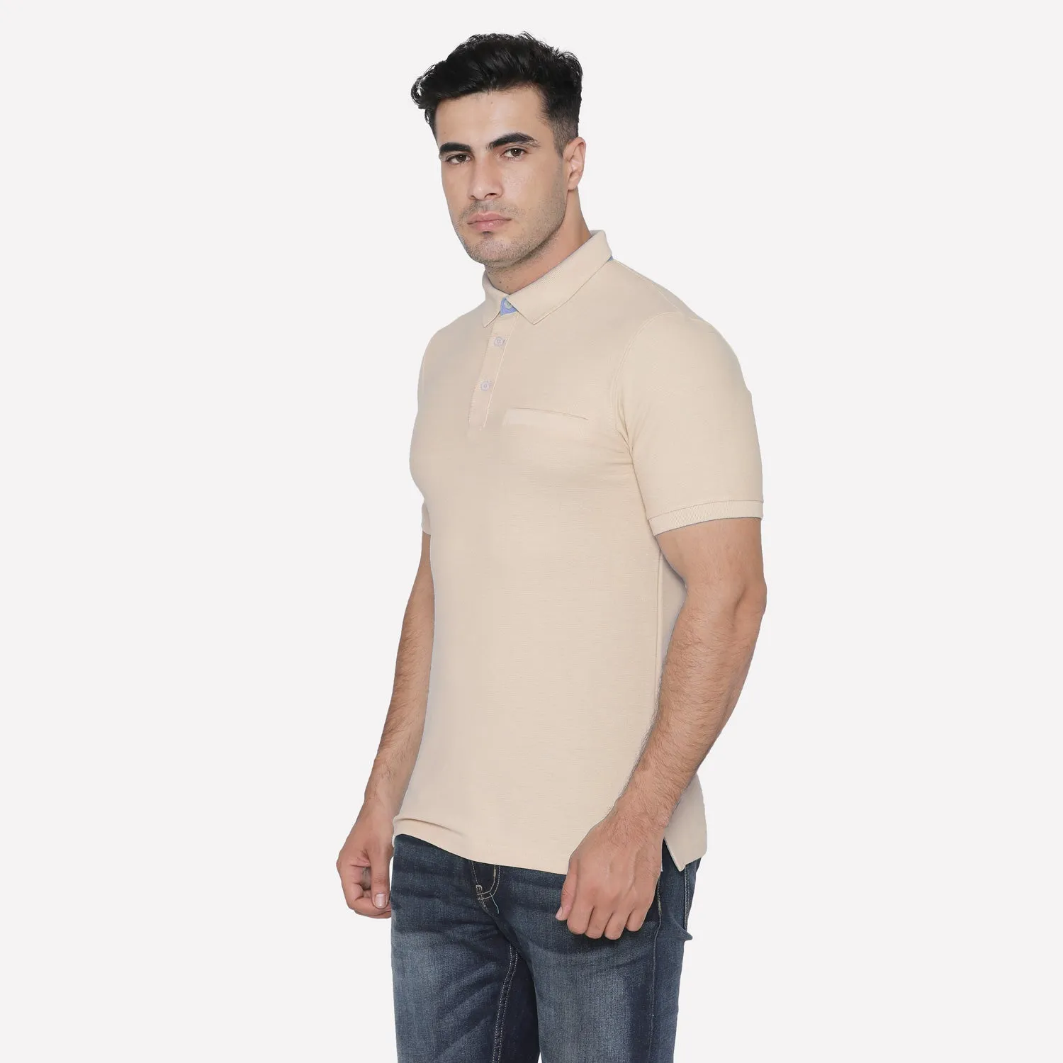 Men's Polo Collar Half Sleeve T-Shirt - Wisper Pink