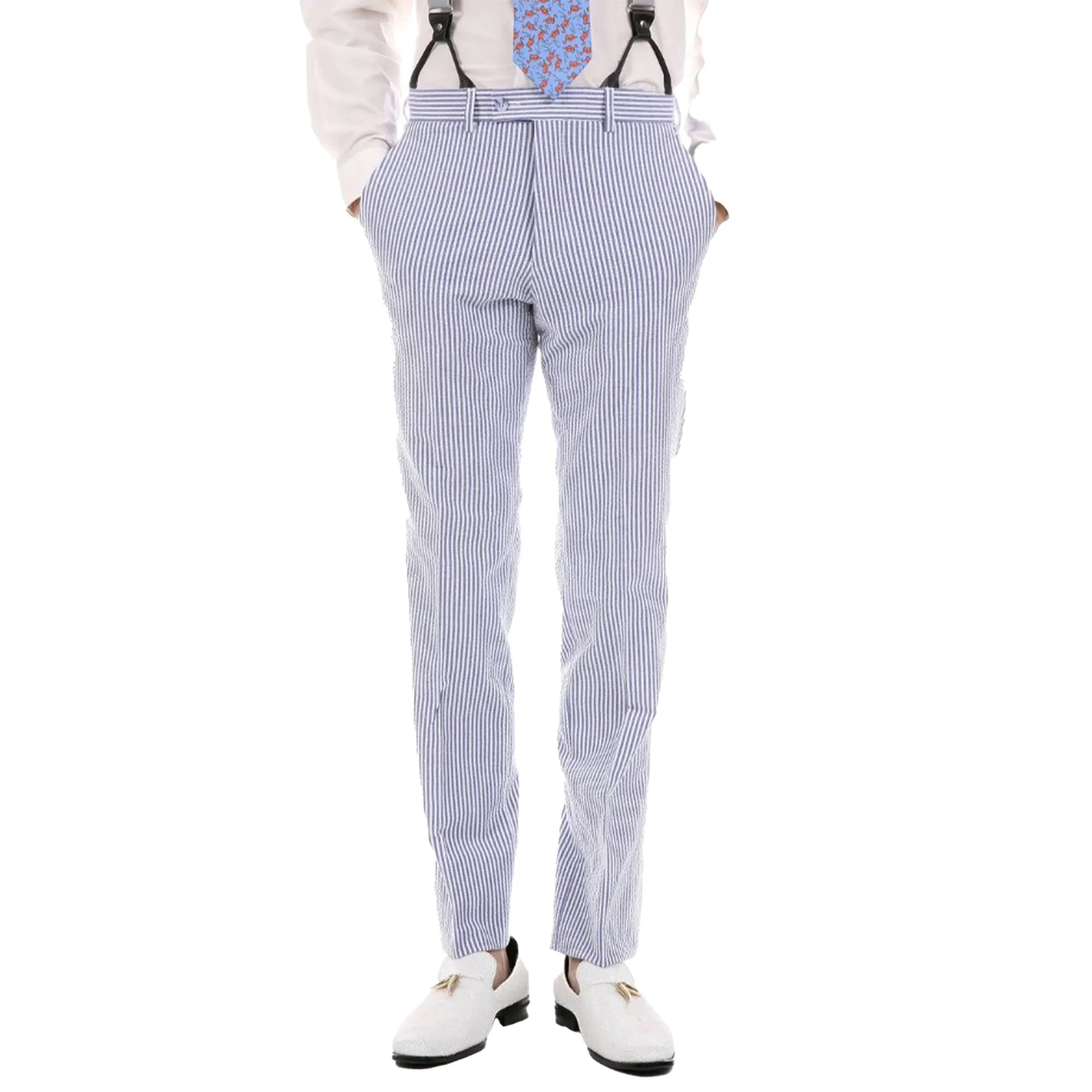 Modern Fit Blue Seersucker Suit