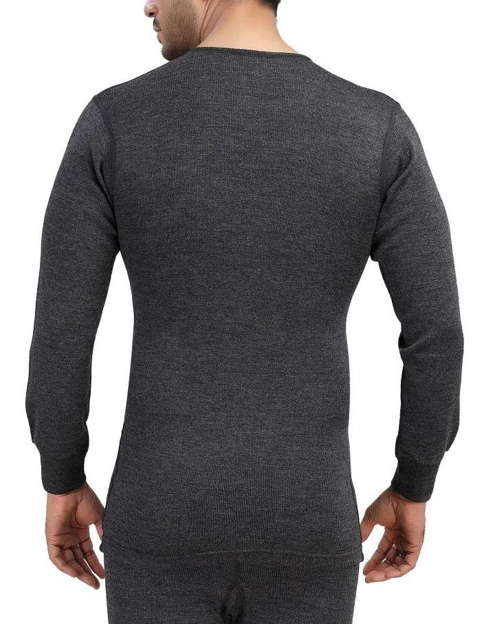 Monte Carlo Pure New Merino Wool Machine Washable Full Sleeves Round Neck Thermal for Men Black Color