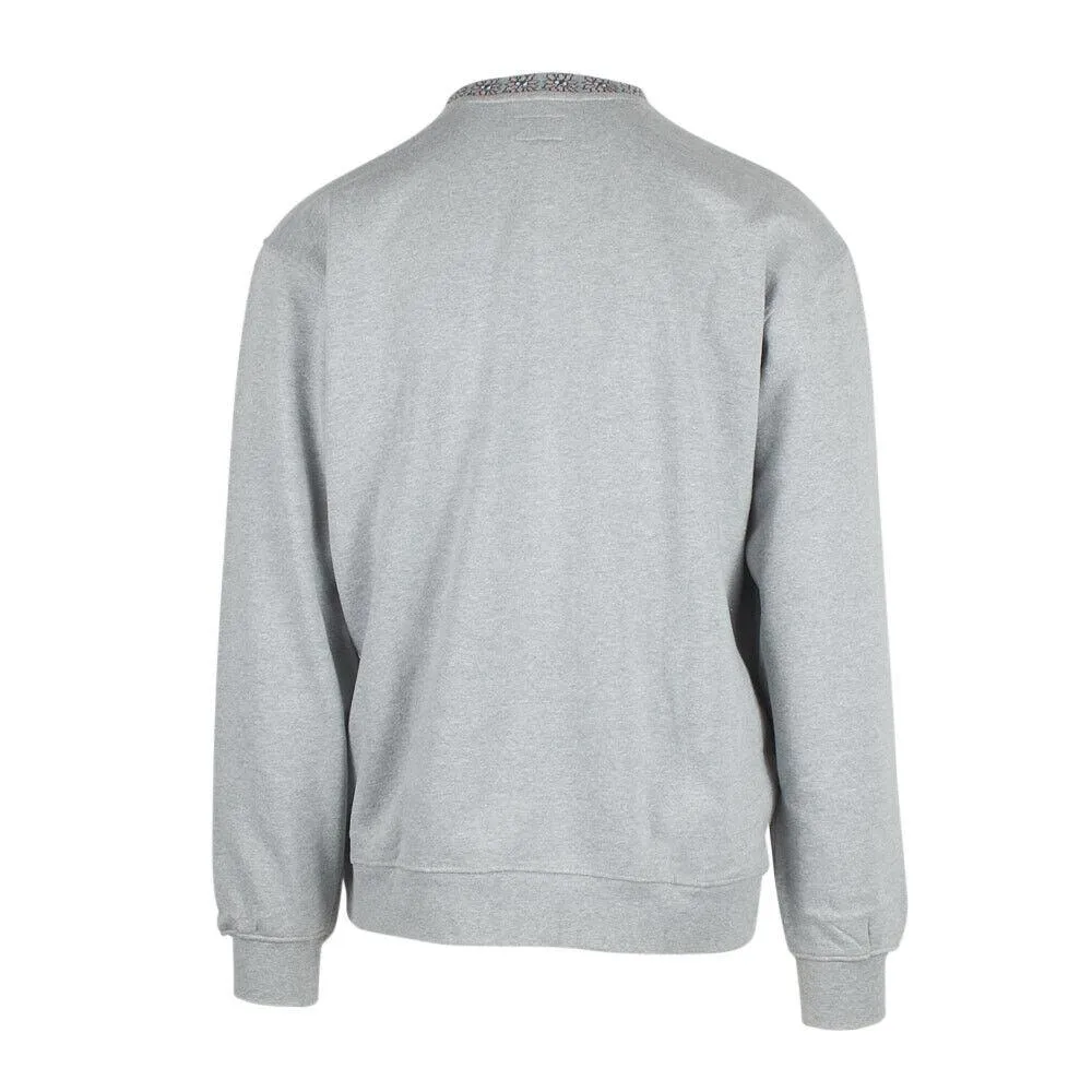 Obey Men's Heather Grey Floral Collar Crew Neck L/S Sweater (S02A)