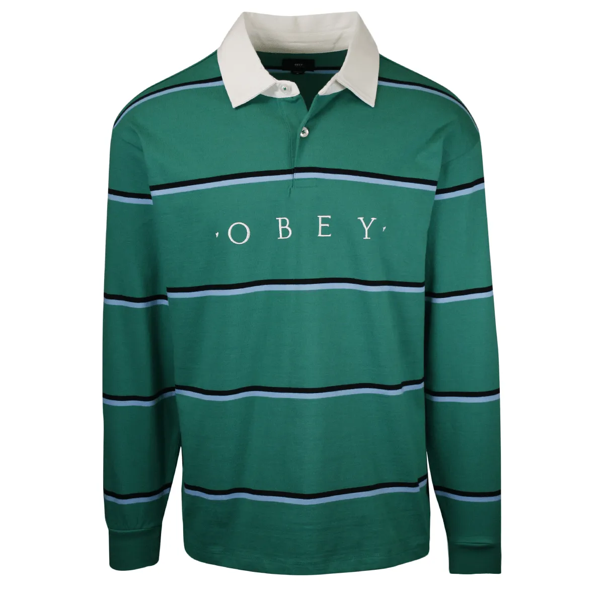 OBEY Men's Horizontal Stripe Button L/S Polo Shirt (S04)