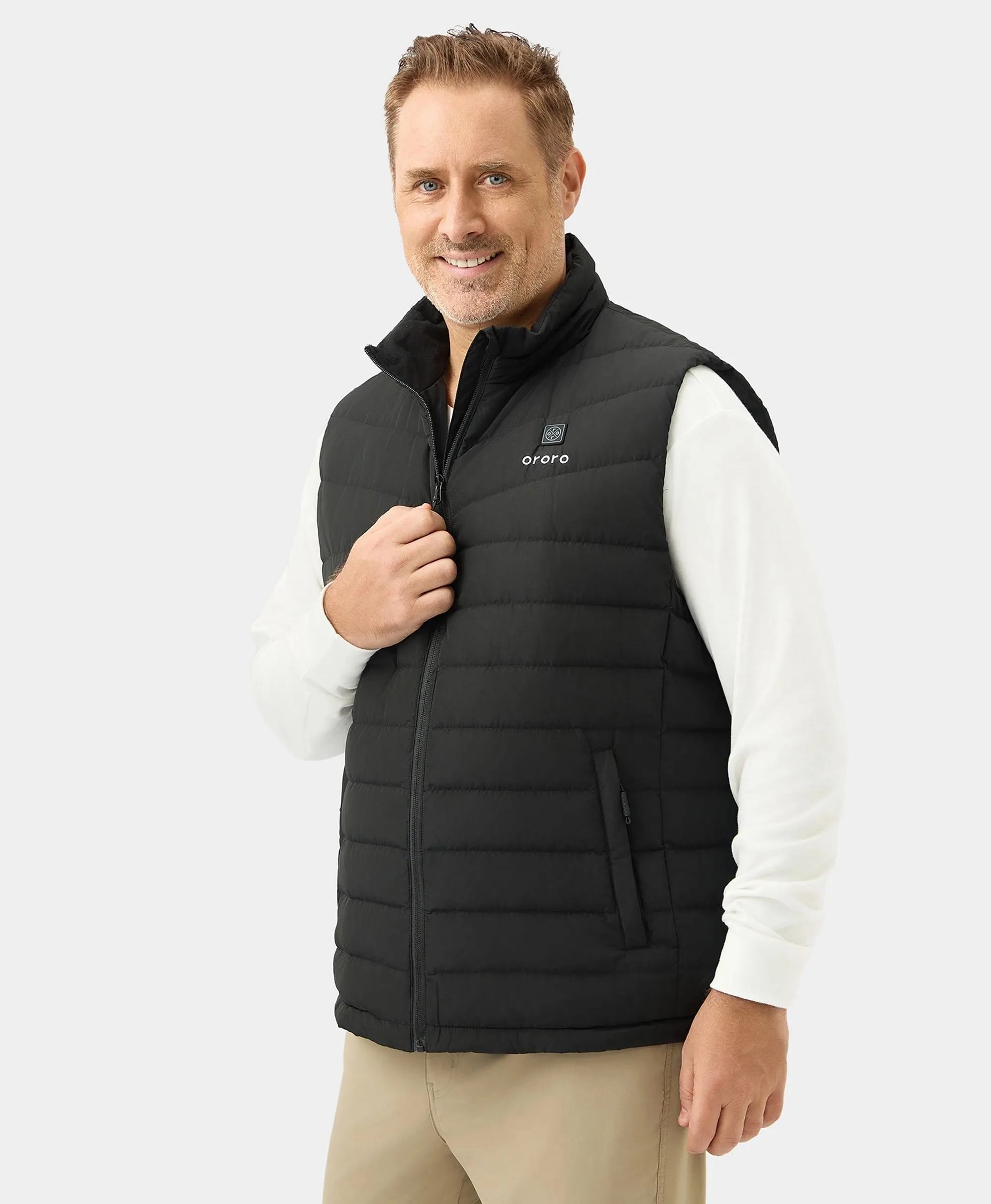 (Open-box) Men's Heated Lightweight Down Vest - Black (Battery Set Not Included)