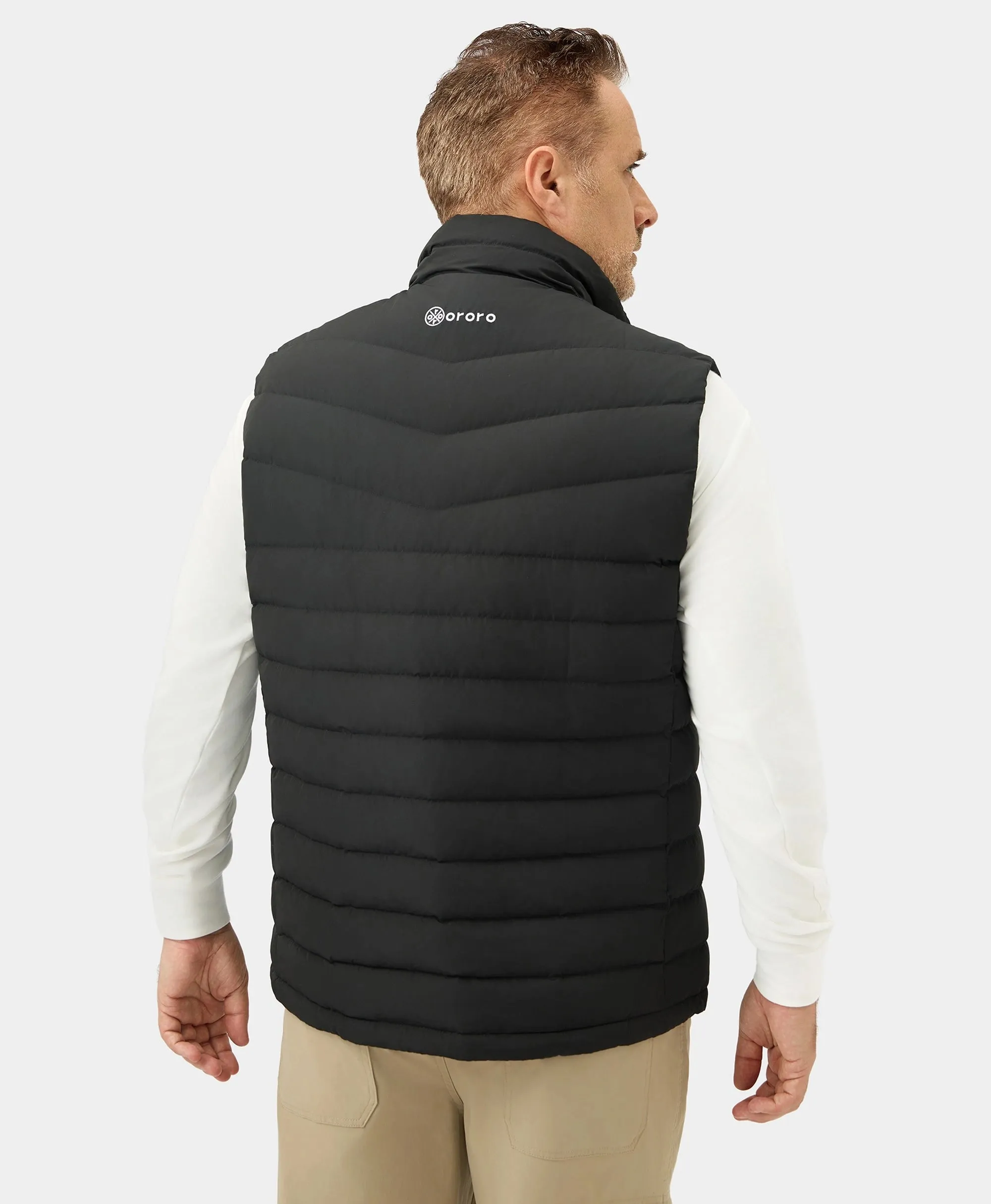 (Open-box) Men's Heated Lightweight Down Vest - Black (Battery Set Not Included)