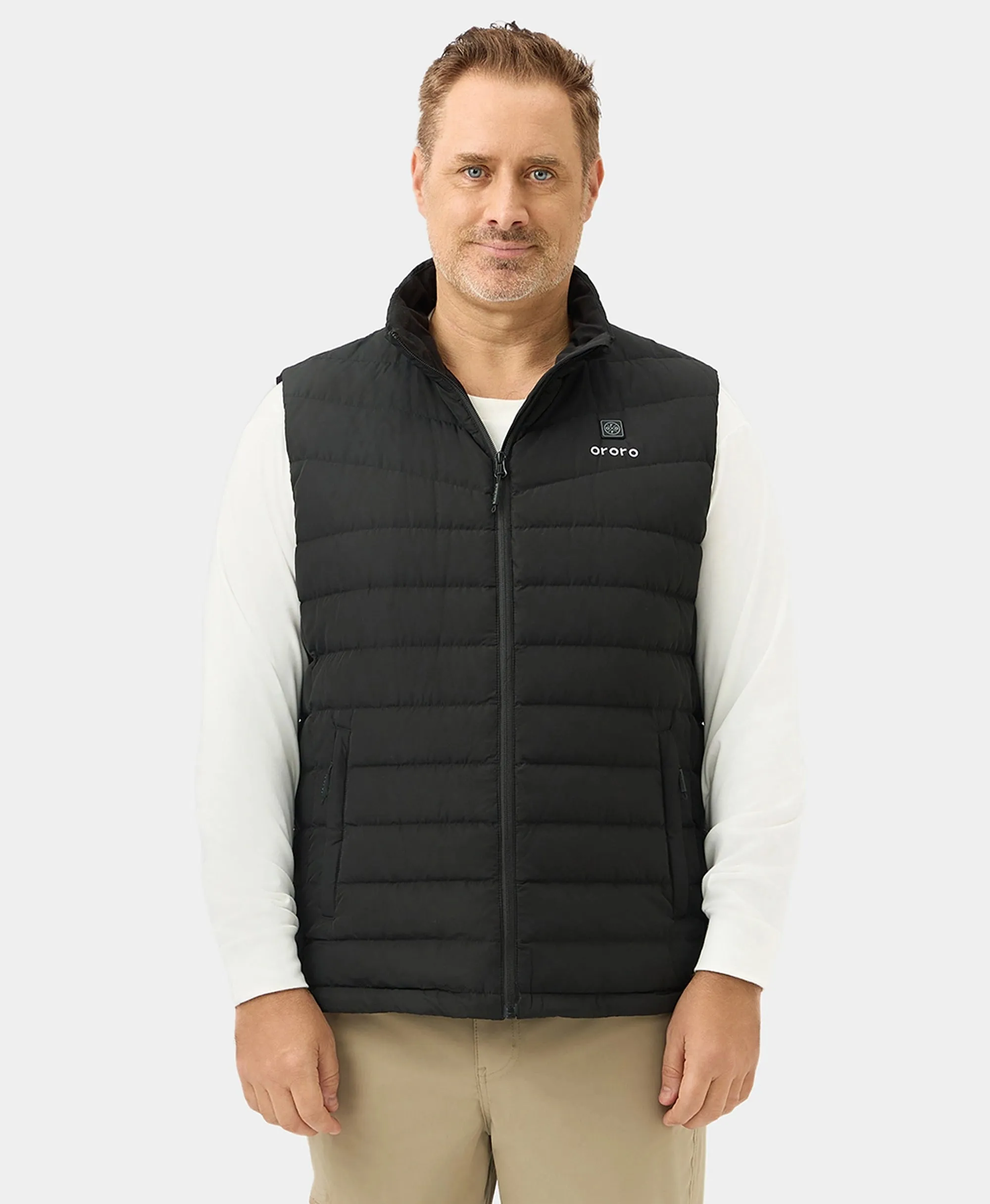 (Open-box) Men's Heated Lightweight Down Vest - Black (Battery Set Not Included)