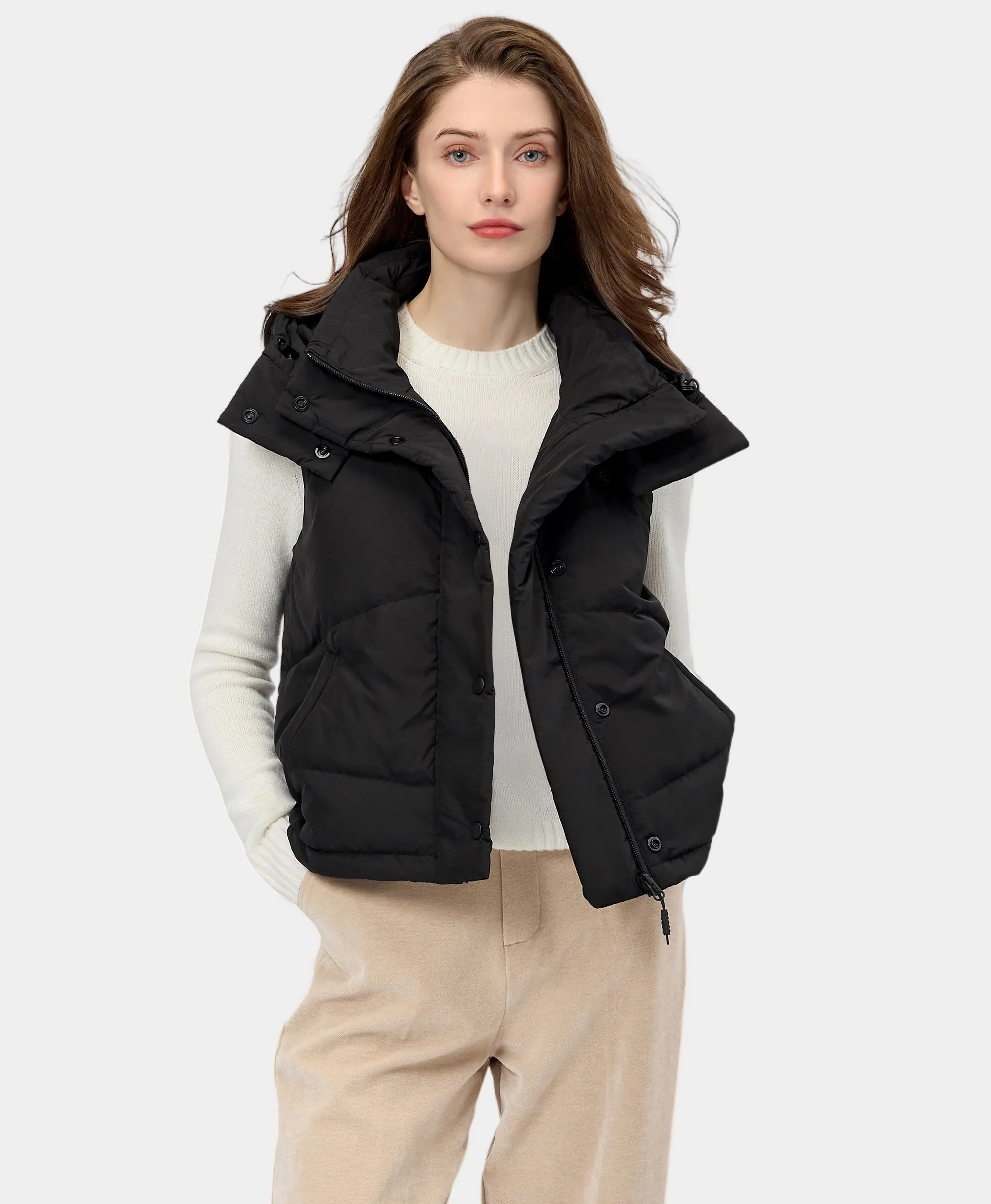 (Open-Box) Women's Heated Cropped Puffer Down Vest (Battery Set Not Included)