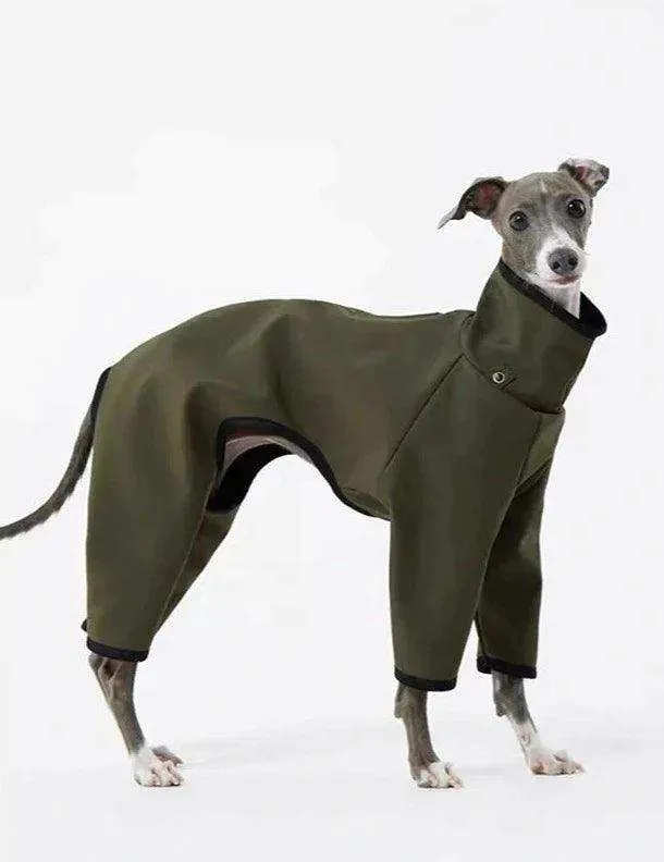 Outdoor 4-Leg Dog Raincoat with Detachable Hood