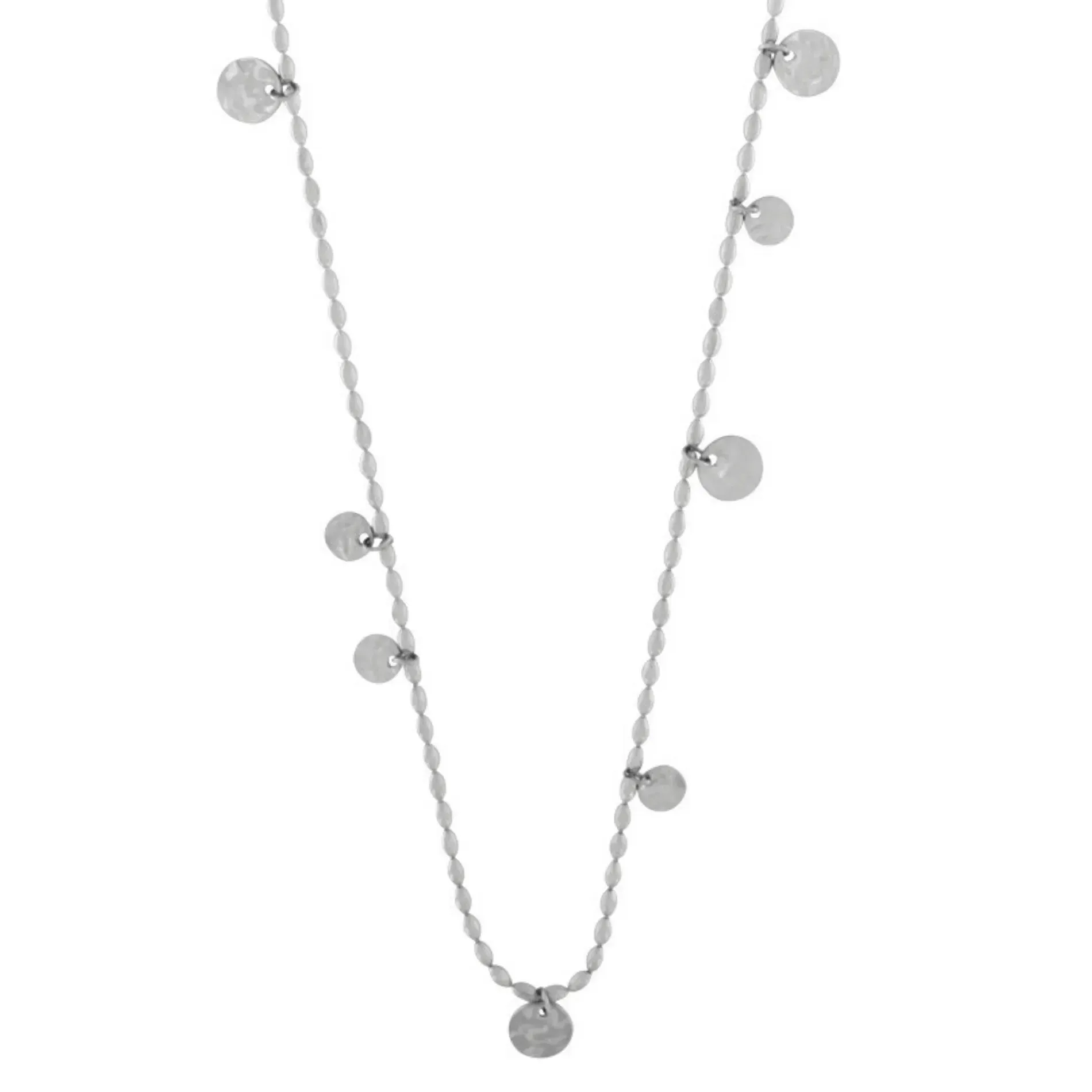 Passion Waterproof Long Dot Necklace Silver Plating