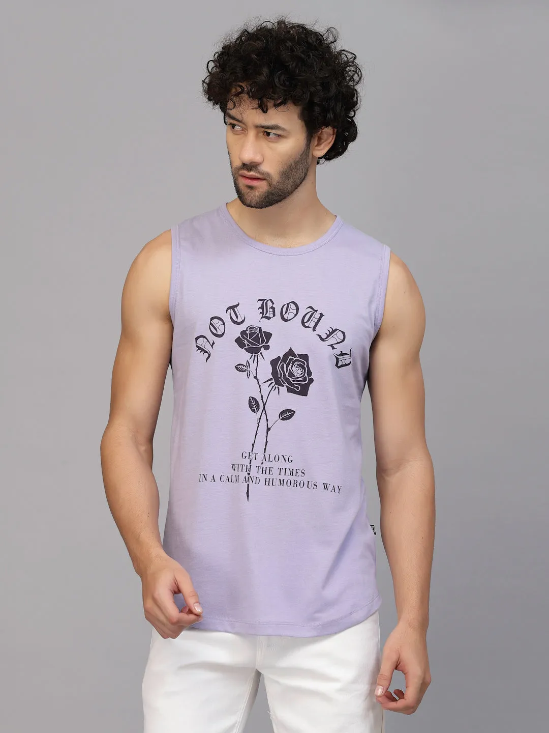 Placement Print Cotton Jersey Vest T-Shirt