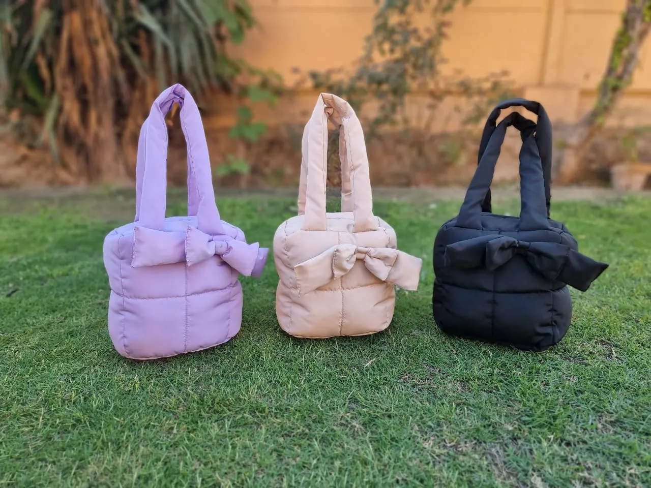 Puffer Bag Bow Tote Bag