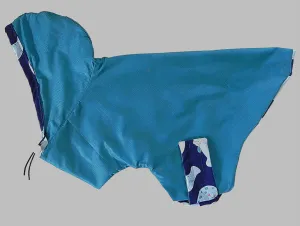 Raincoats for Pugs: Tropical Rain Hoodie Turquoise