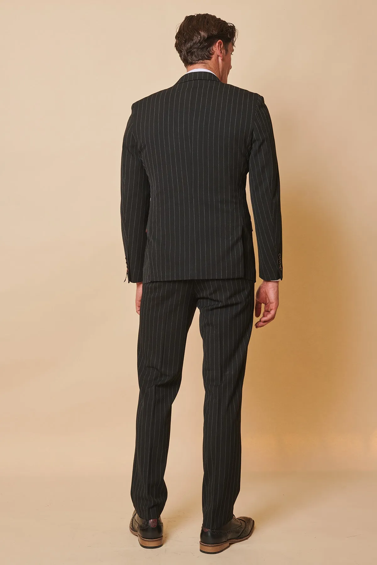 ROCCO - Black Pinstripe Double Breasted Two Piece Suit