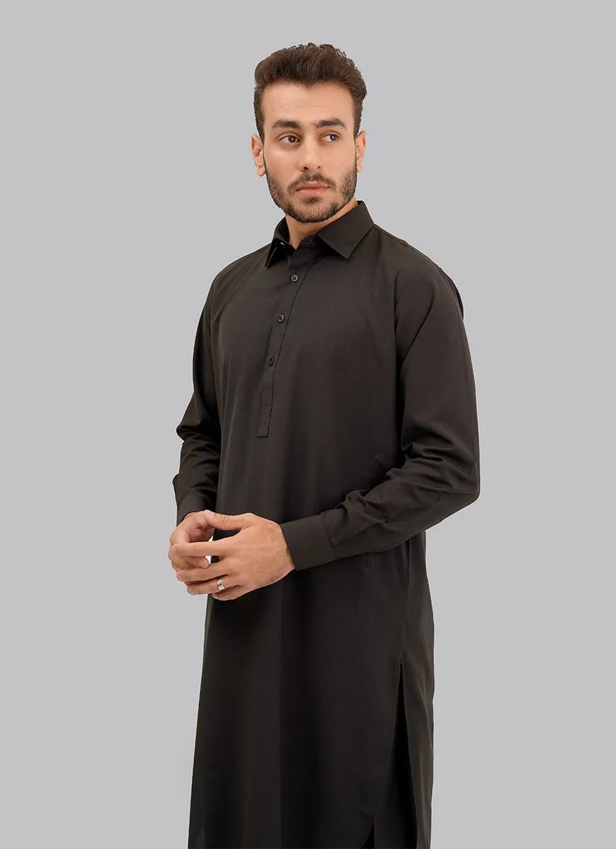 Shalwar Kameez - Kashghar Black Textured