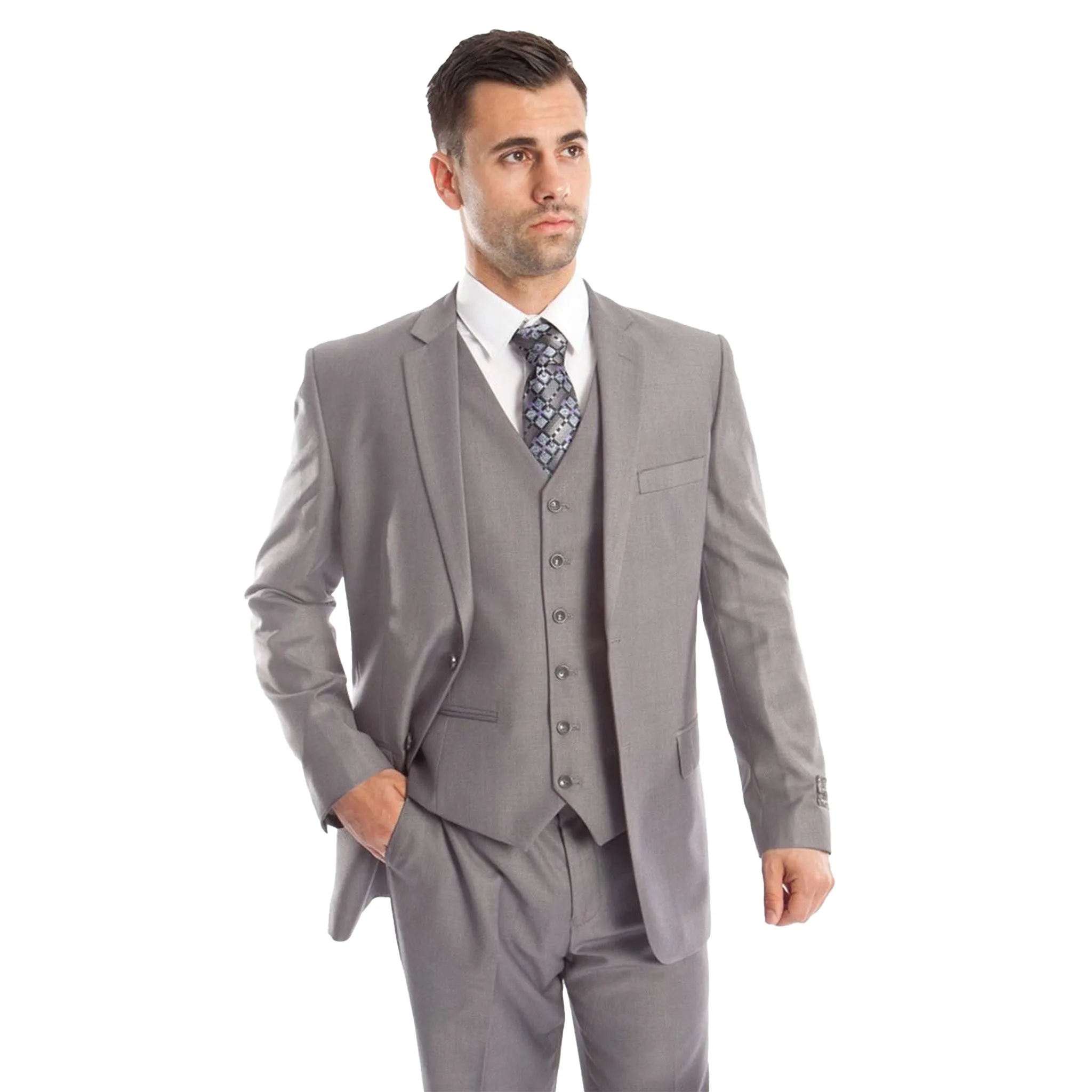 Slim Fit Lt. Grey 3pc Suit