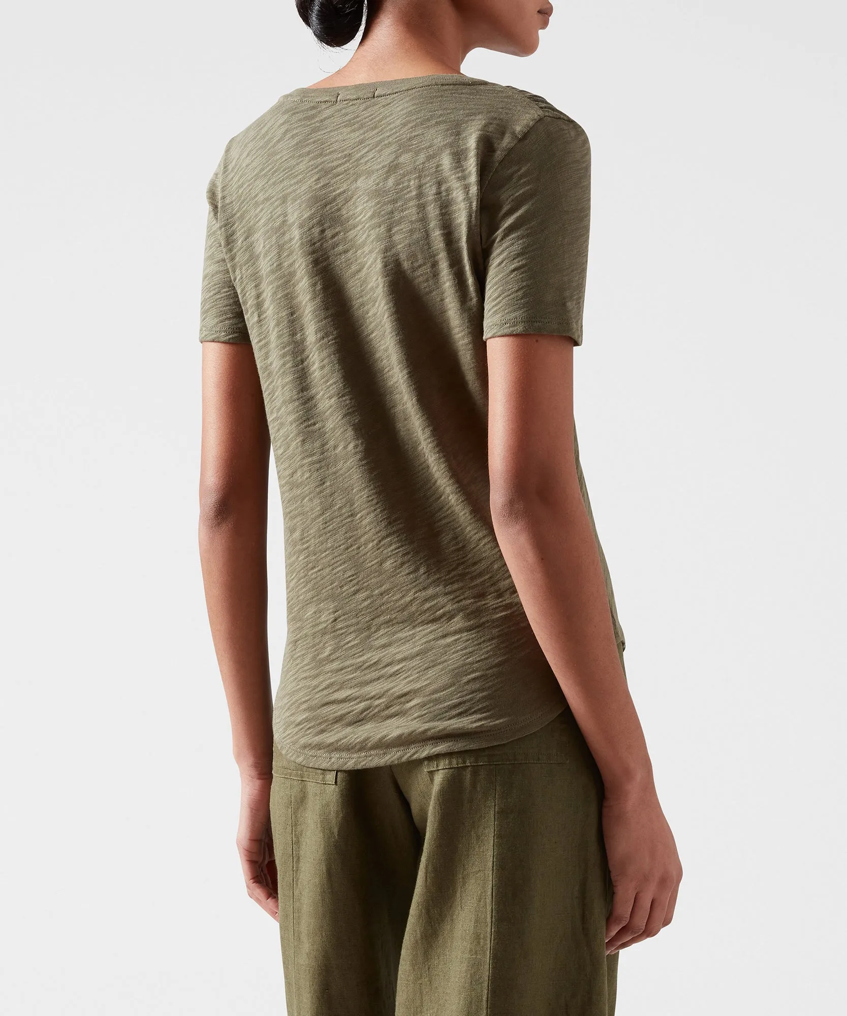 Slub Jersey Classic V-Neck Tee - Army