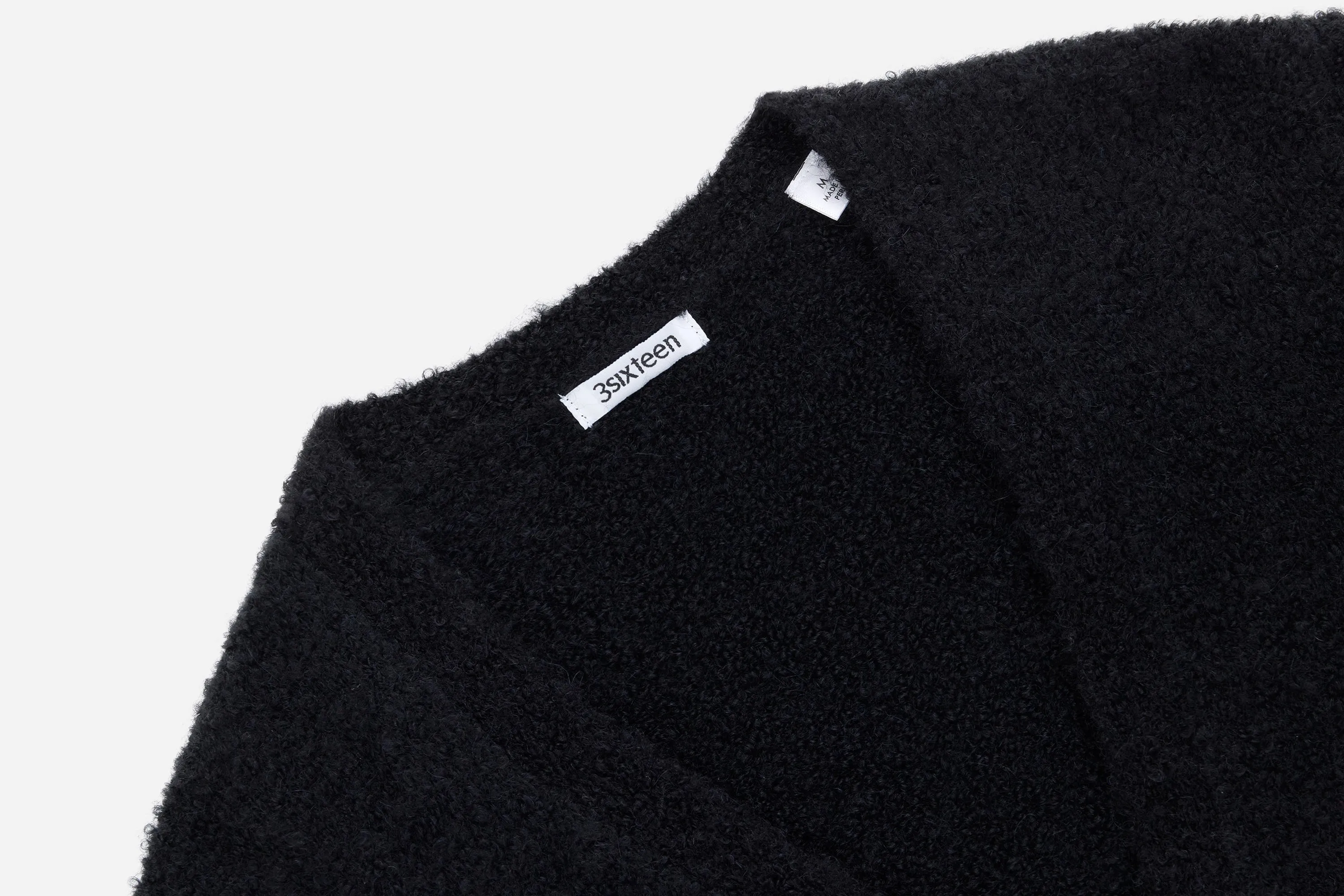 V-Neck Cardigan ~ Black Boucle Alpaca