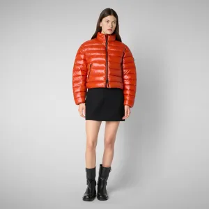 Woman's animal free puffer jacket Myra in maple orange