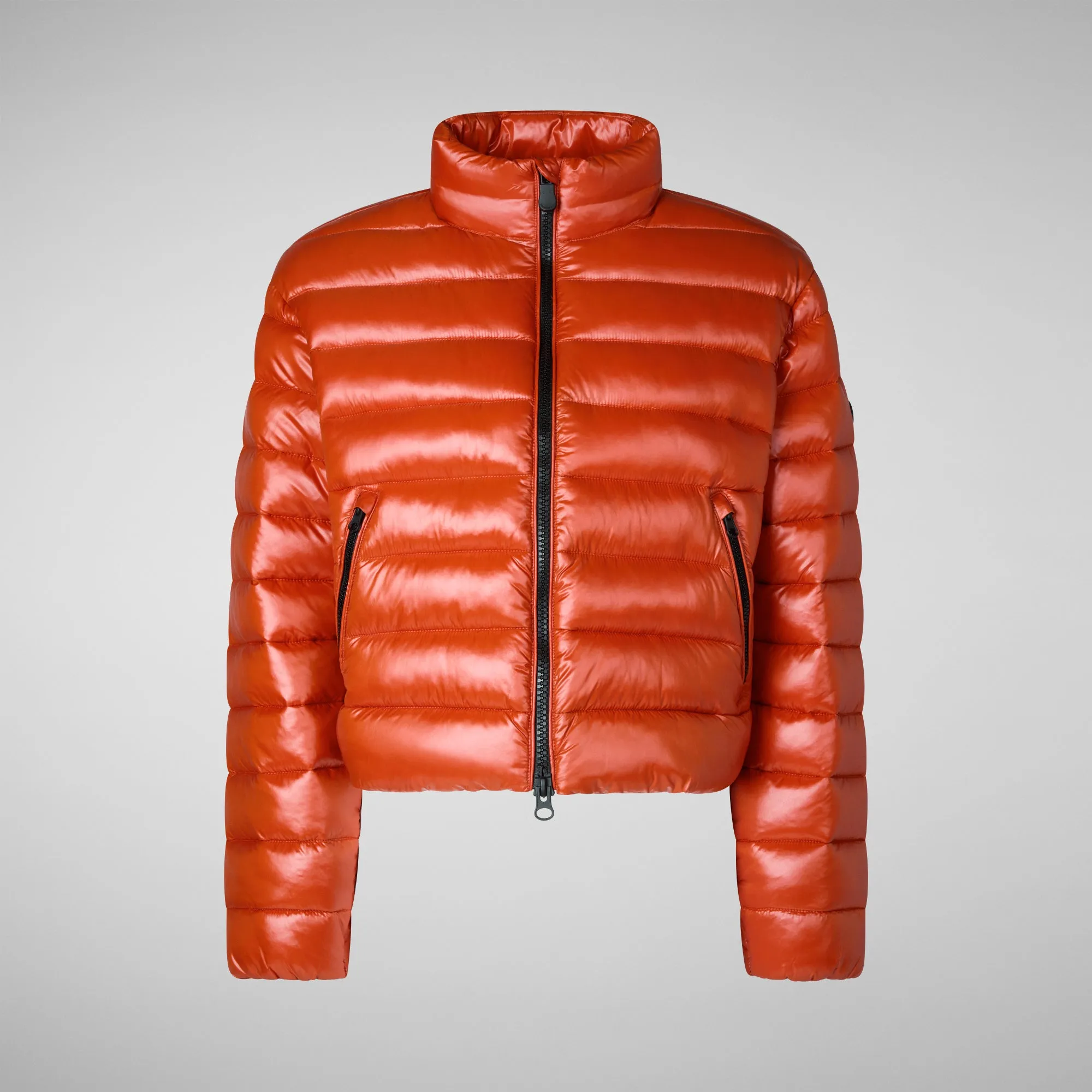 Woman's animal free puffer jacket Myra in maple orange