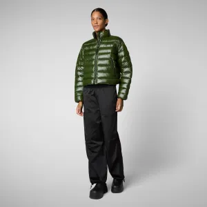 Woman's animal free puffer jacket Myra in pine green