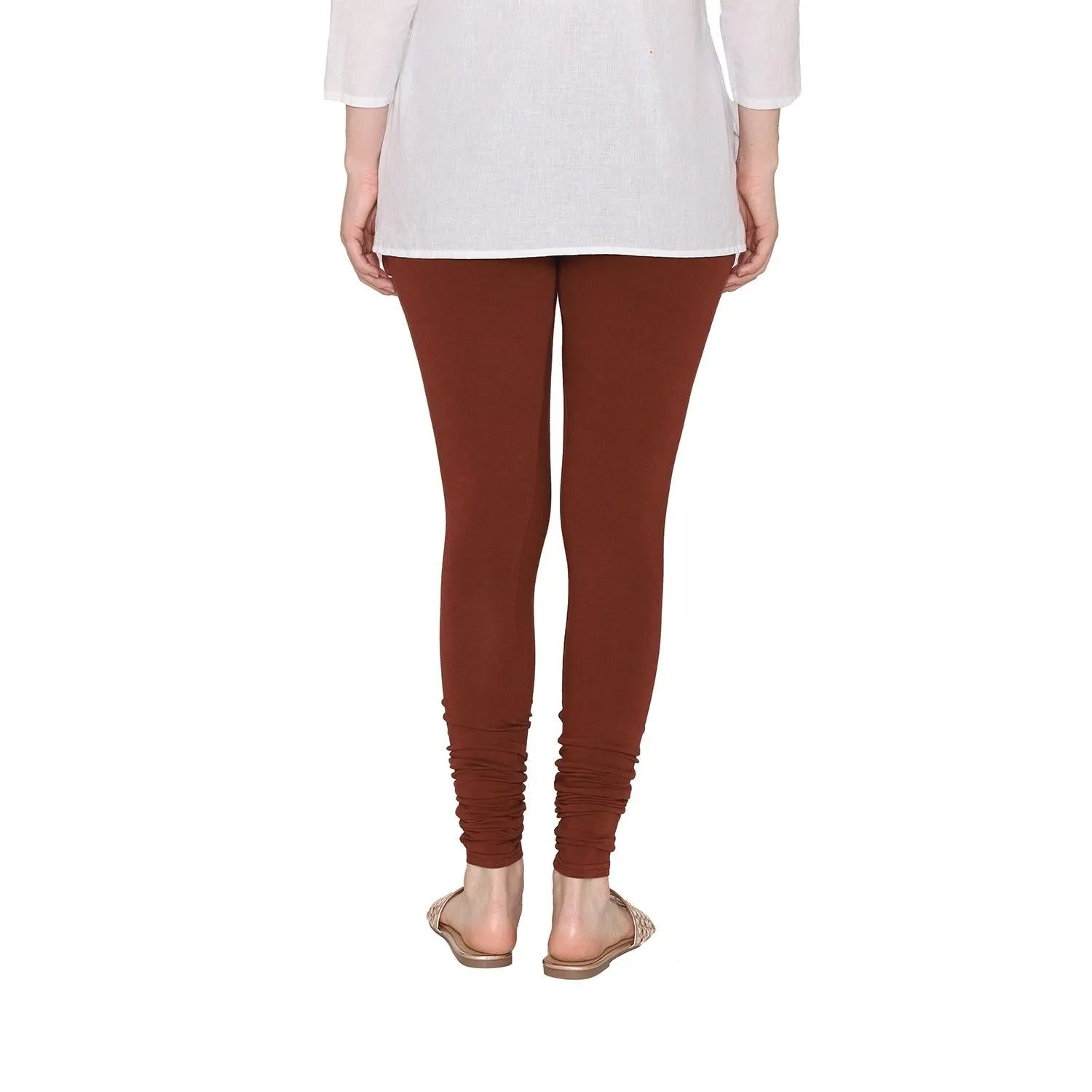 Women's Cotton Churidar Leggings (Free Size) - Chocolate Truffle