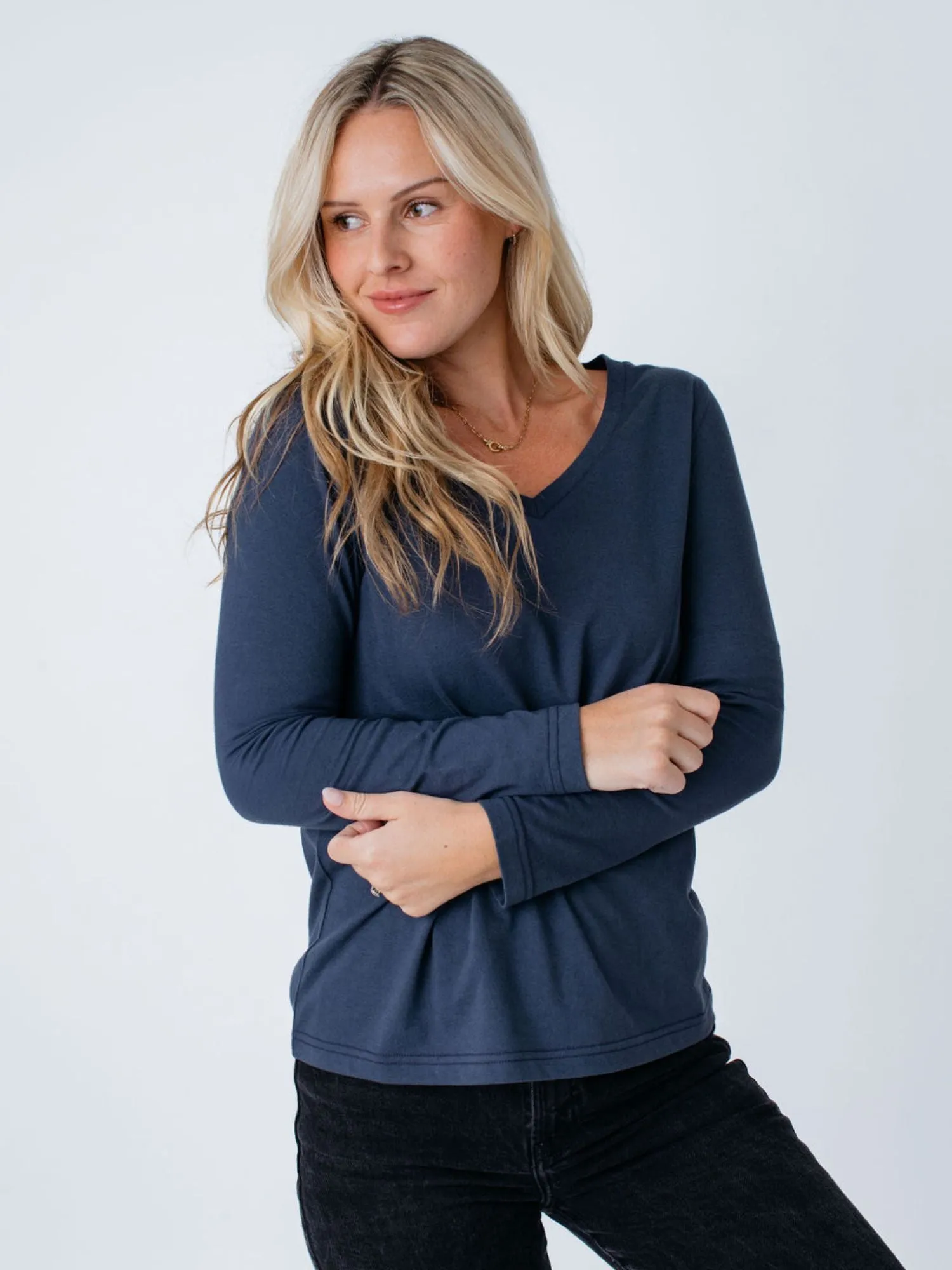 Women's Odyssey Blue Long Sleeve V-Neck