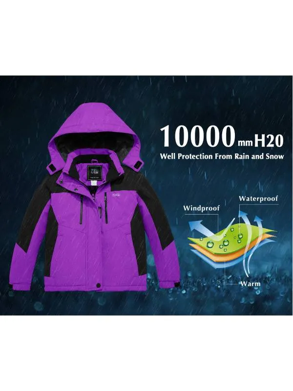 ZSHOW Girls' Waterproof Ski Jacket Fleece Raincoats